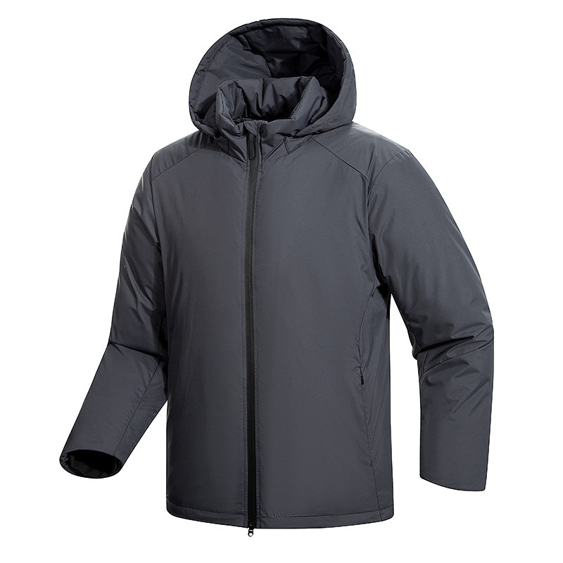 Herren Leichte Allwetter‑Isolationsjacke mit Kapuze, winddichter Hülle & verdecktem Reißverschluss Drune