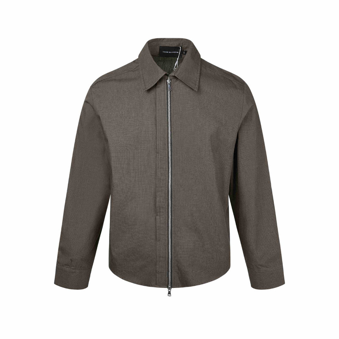 Herren Kurzjacke mit Hemdkragen, Zwei‑Wege‑Reißverschluss und feiner Struktur Drune