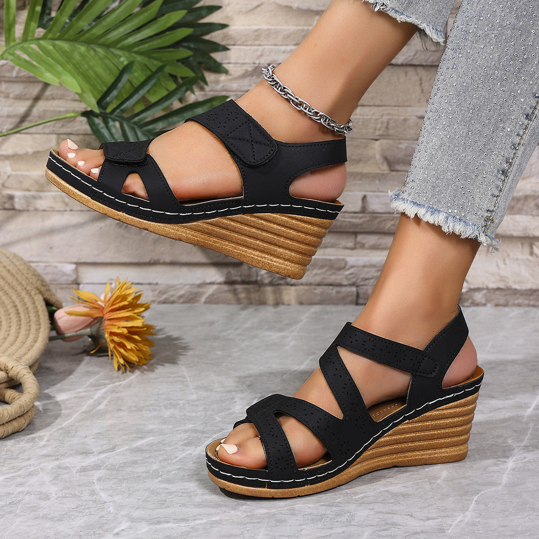 Damen Komfortable und elegante Keil-Sandalen mit verstellbaren Riemen Drune