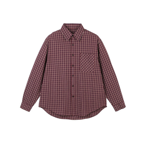 Herren Oversize Karo‑Hemd mit gerundetem Saum und diagonalem Brusttaschen‑Detail Drune