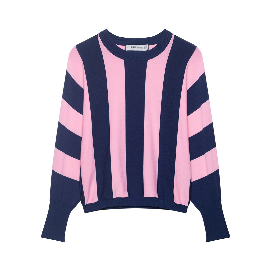 Damen Oversize-Strickpullover mit breiten Blockstreifen und überschnittener Schulter Drune