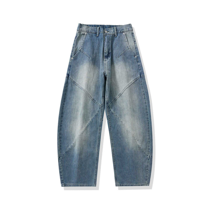 Damen Hochtaillierte Relaxed-Fit Jeanshose mit dekorativen Teilungsnähten und großzügigen Eingrifftaschen Drune