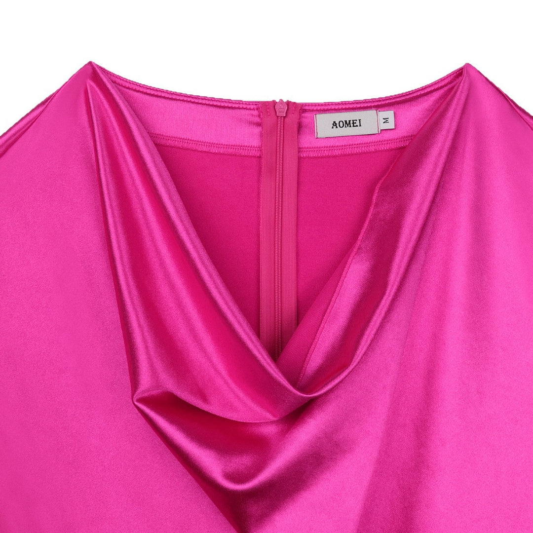 Damen schimmerndes Fransen Kleid mit eleganter Drapierung Drune