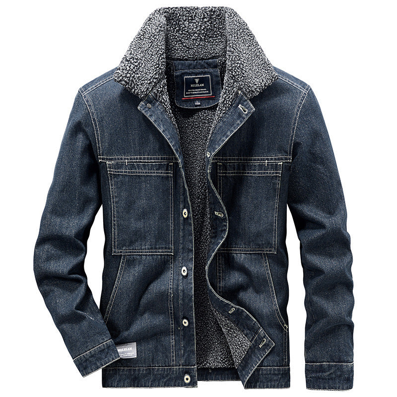 Herren Sherpa-gefütterte Denimjacke im Worker-Style Drune