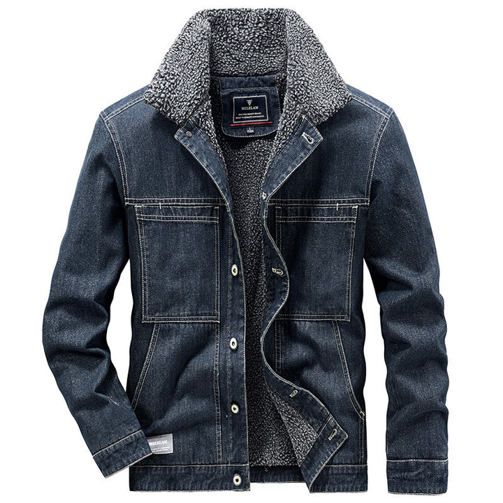 Herren Sherpa-gefütterte Denimjacke im Worker-Style Drune