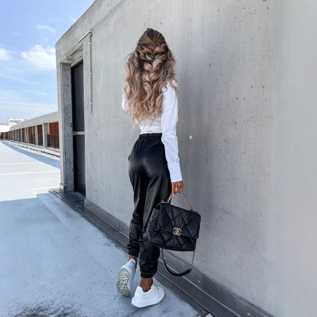 Damen Bequeme Jogginghose im sportlichen Stil mit elastischem Bund und Taschen Drune