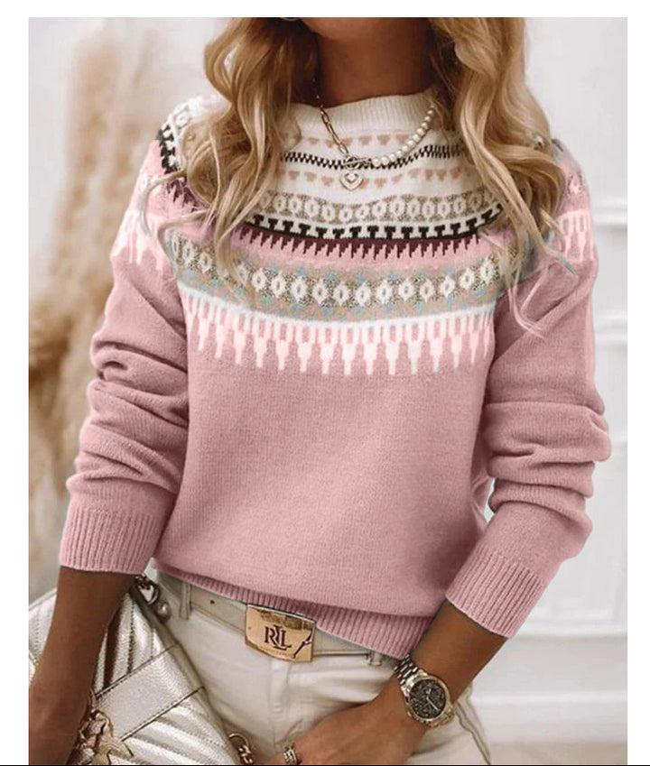 Damen nan Norwegerpullover aus Wollmix mit Rundhalsausschnitt und traditionellem Fair-Isle-Yoke Drune
