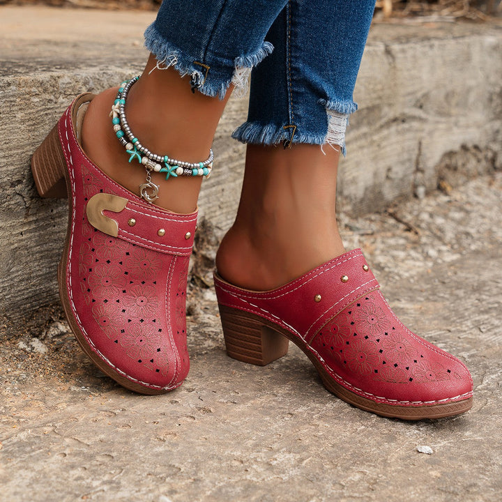 Damen Hohe Clogs mit floralem Muster und ergonomischem Fußbett Drune