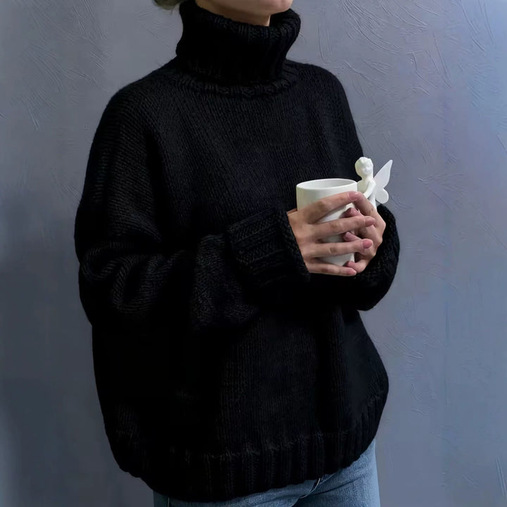 Damen Oversize-Rollkragenpullover im Fluffy-Mix mit breiten gerippten Bündchen Drune
