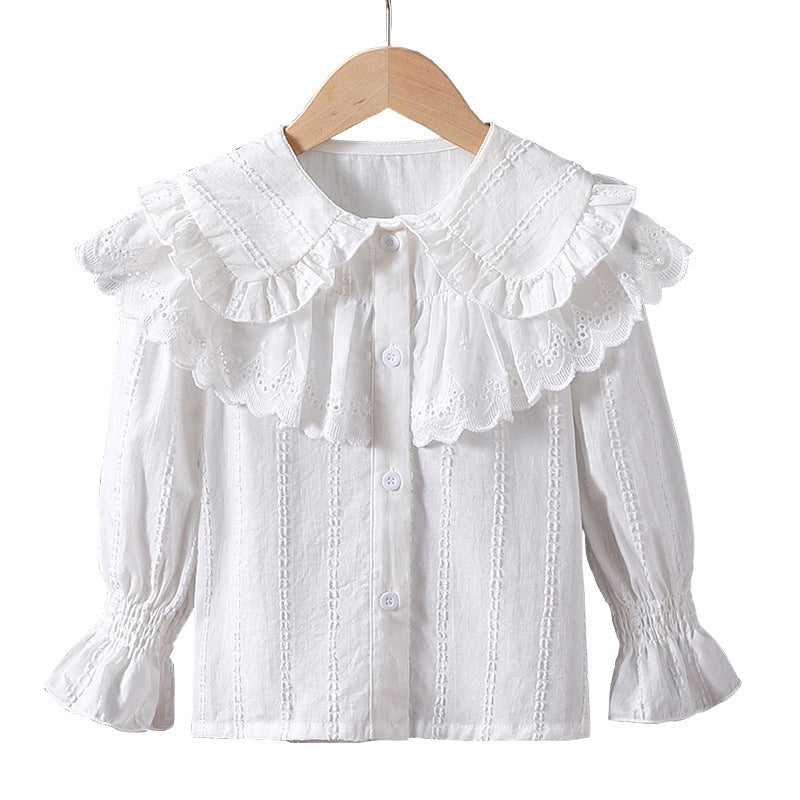Mädchen Bluse mit Rüschendetails und Broderie Anglaise Drune