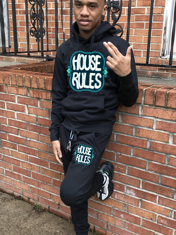 Herren Sportliches Hoodie- und Jogginghose-Set mit dynamischem Schriftzug Drune