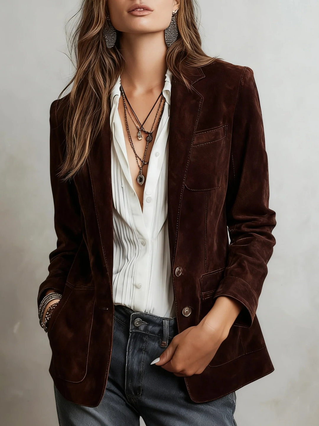 Damen Eleganter Wildlederblazer Drune