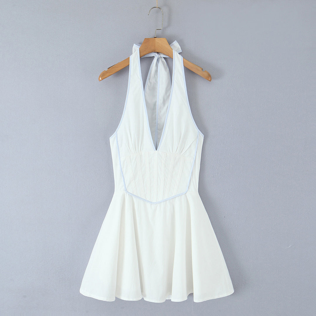 Damen kurzes Halterneck Kleid Drune