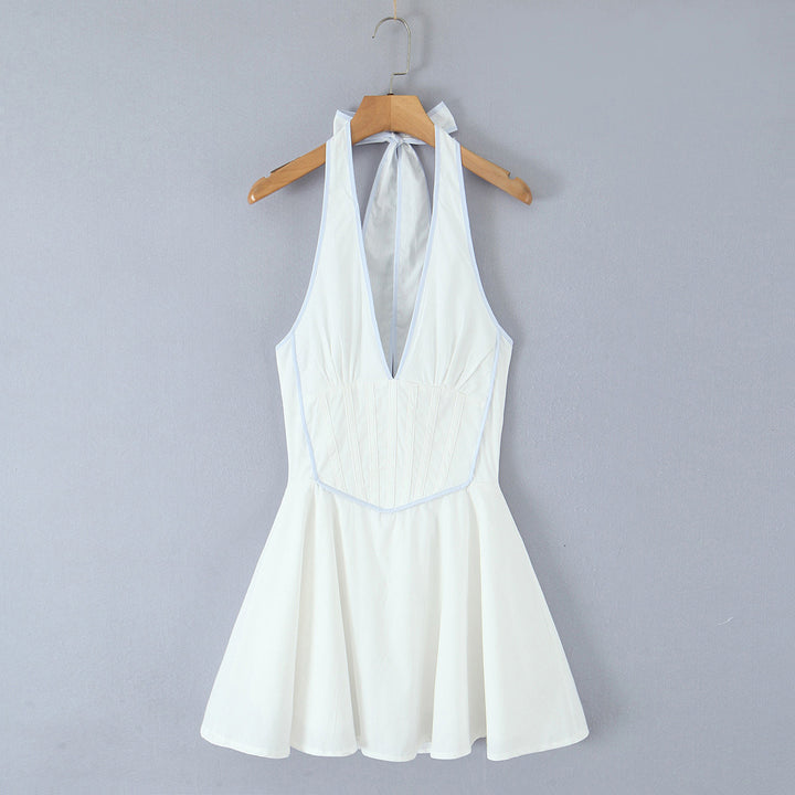 Damen kurzes Halterneck Kleid Drune