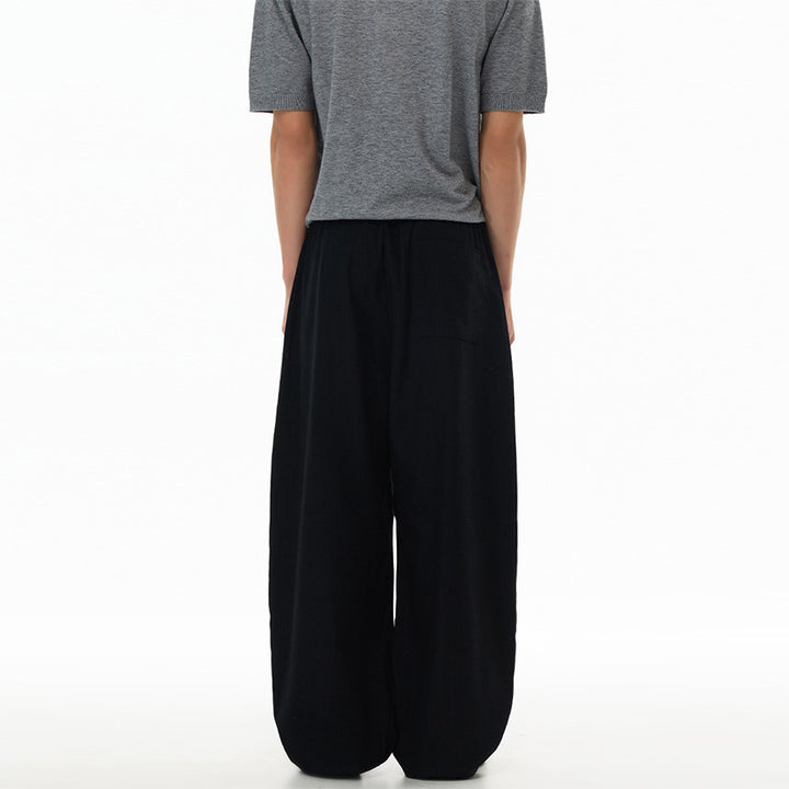 Herren Weite Leinen-Baumwoll-Hose mit Kordelzug und Taschen Drune