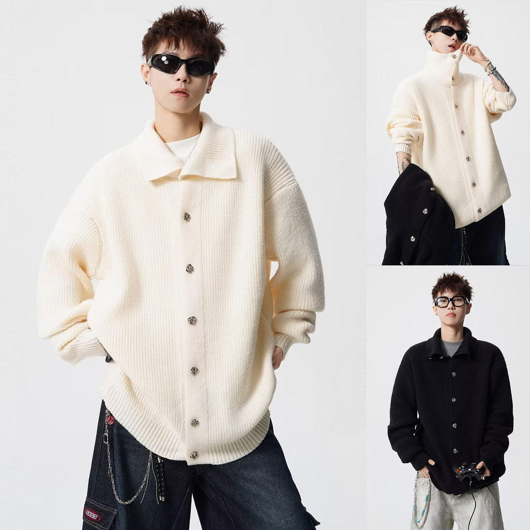 Unisex Oversized Strickjacke mit Knopfleiste Drune