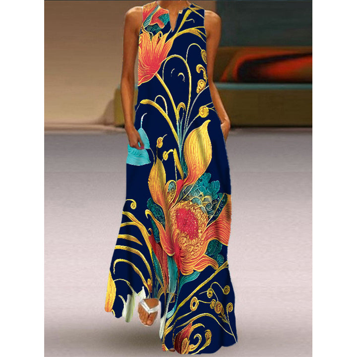 Damen Maxikleid mit elegantem floralem Design und seitlichen Taschen Drune
