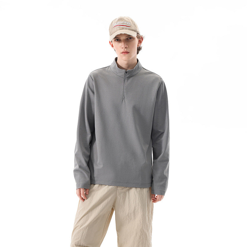 Herren Langärmeliges Halbzip-Sweatshirt mit Stehkragen und weitem Schnitt aus technischem Jersey Drune