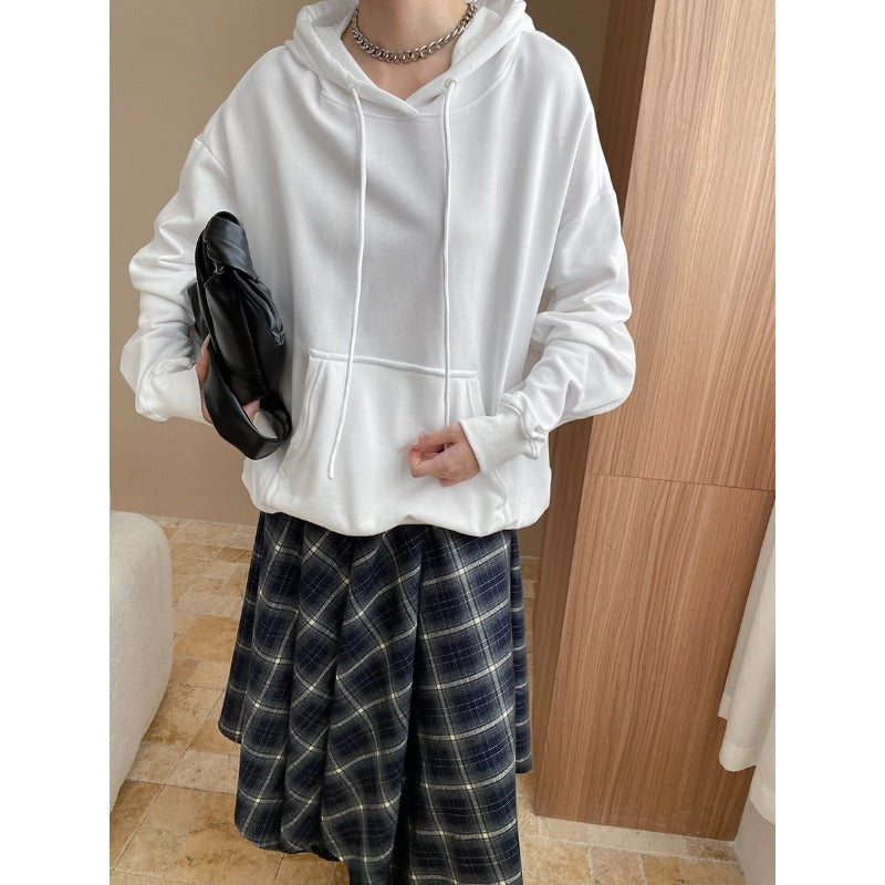 Damen gemütlicher Kapuzenpullover mit lässigem Schnitt und vorteilhaftem Saum Drune