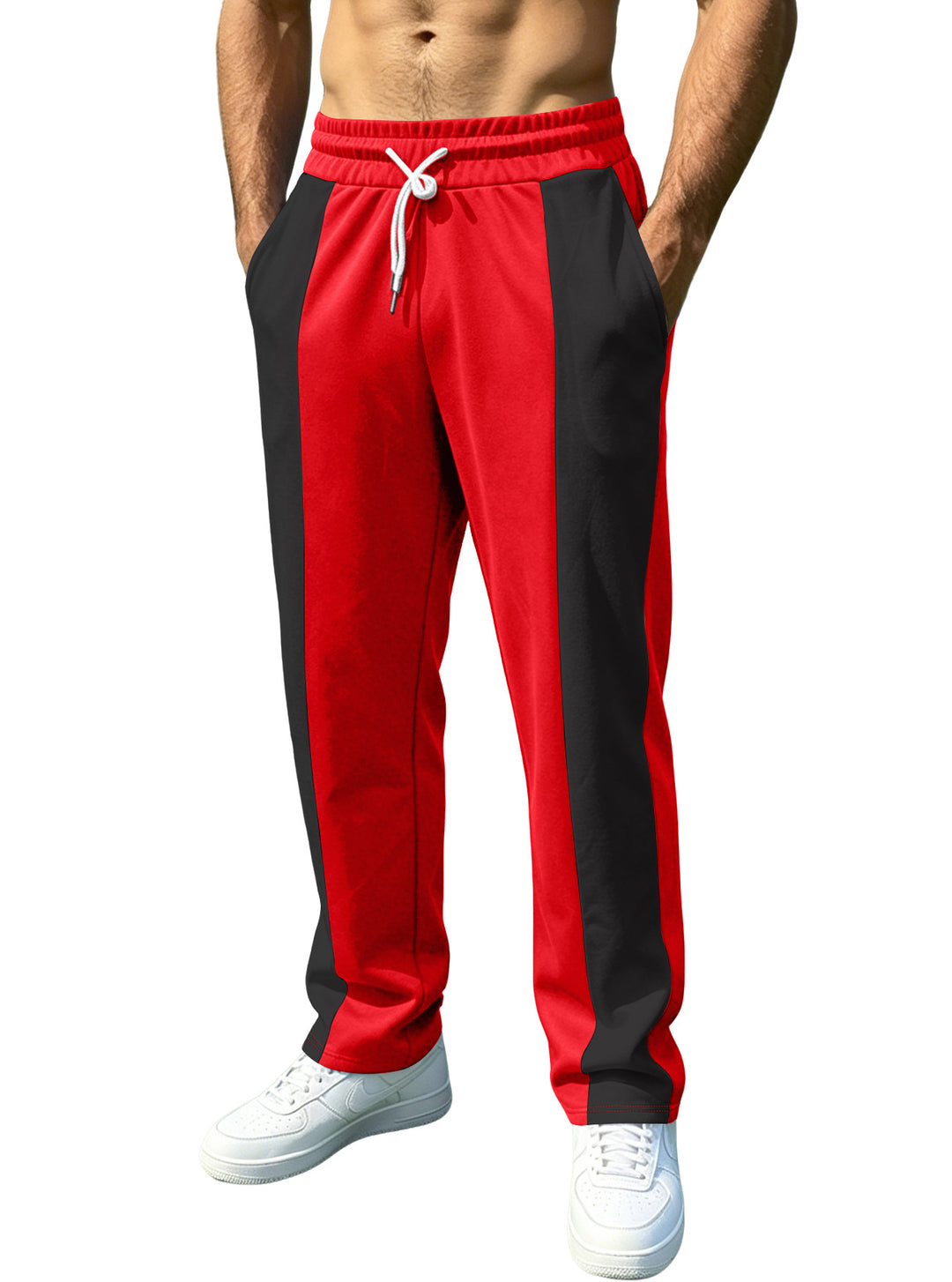 Herren nan sportliche Jogginghose mit Kontrast-Seiteneinsätzen, elastischem Bund, Kordelzug und Seitentaschen Drune
