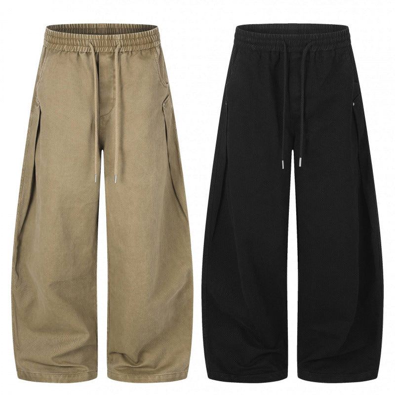 Unisex Weitgeschnittene Lounge-Hose mit Tunnelzug und extra weitem Bein Drune