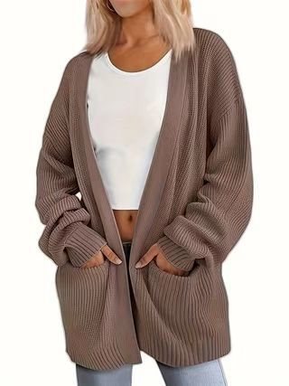 Damen Lässiger Strickcardigan mit oversized Schnitt und praktischen Taschen Drune