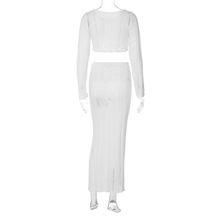 Damen elegantes und luftiges Crop-Top mit passendem Maxirock Drune