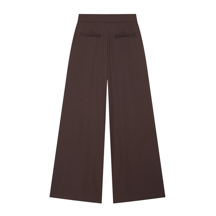 Damen Weitgeschnittene Palazzo-Hose mit hoher Taille und Bügelfalte Drune