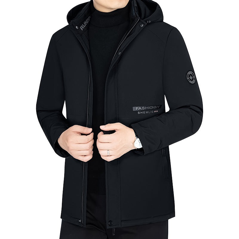 Herren Thermo-Winterkurzmantel mit luxuriösem Kunstfell-Innenfutter und Stehkragen Drune