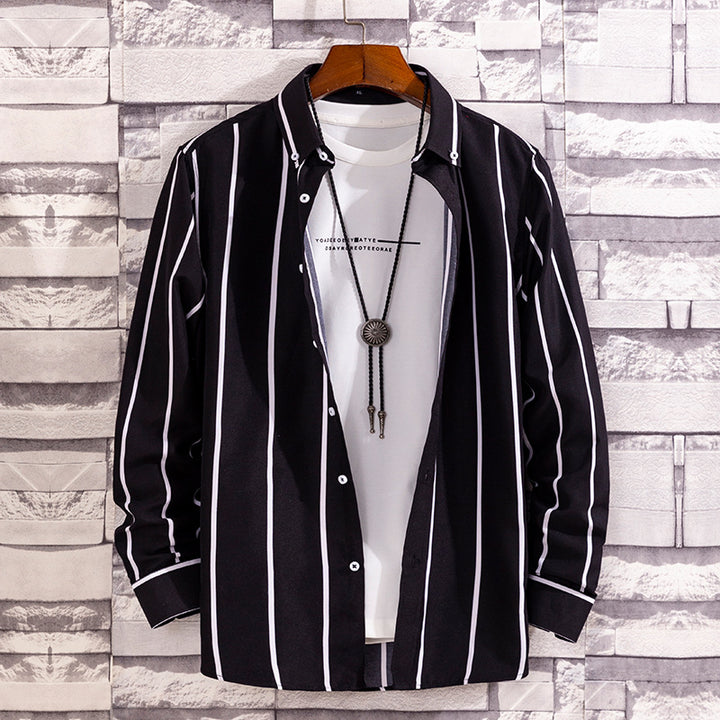 Herren nan lässige Hemdjacke aus leichter Baumwollmischung mit Button-Down-Kragen Drune