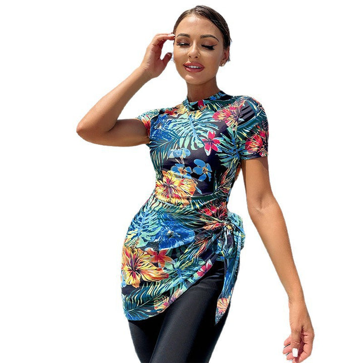 Damen Sportlicher Badeanzug mit modischem Wickeldesign Drune