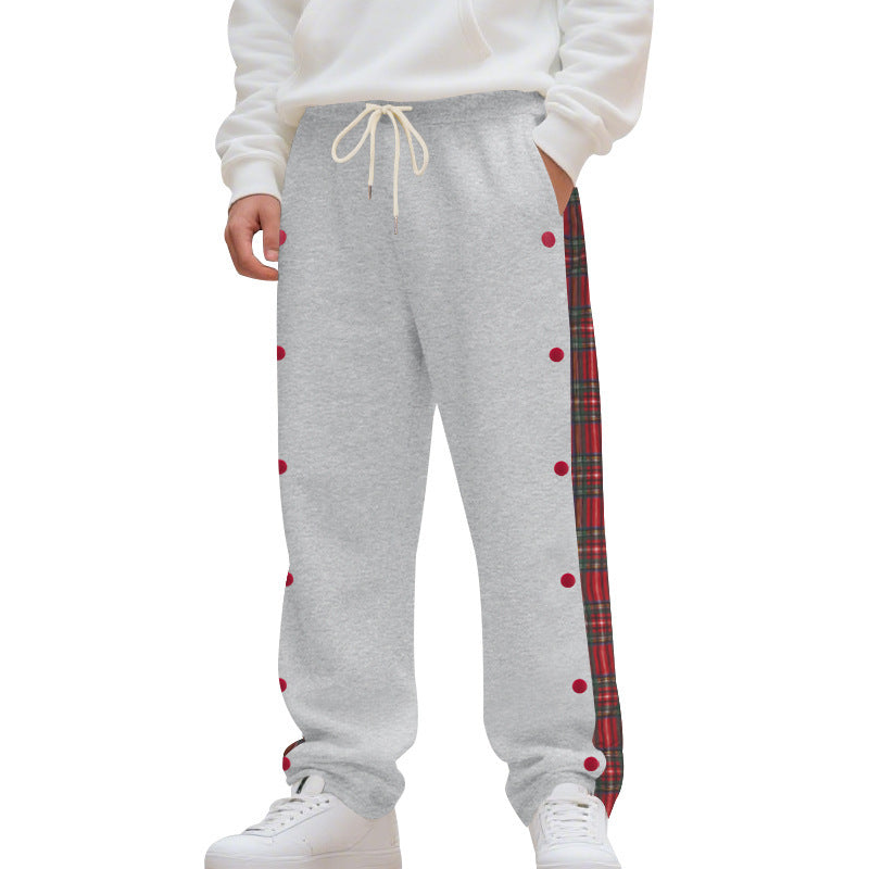 Herren nan Sweatpants mit seitlichem Karostreifen, Druckknopfleiste und Kordelzug Drune