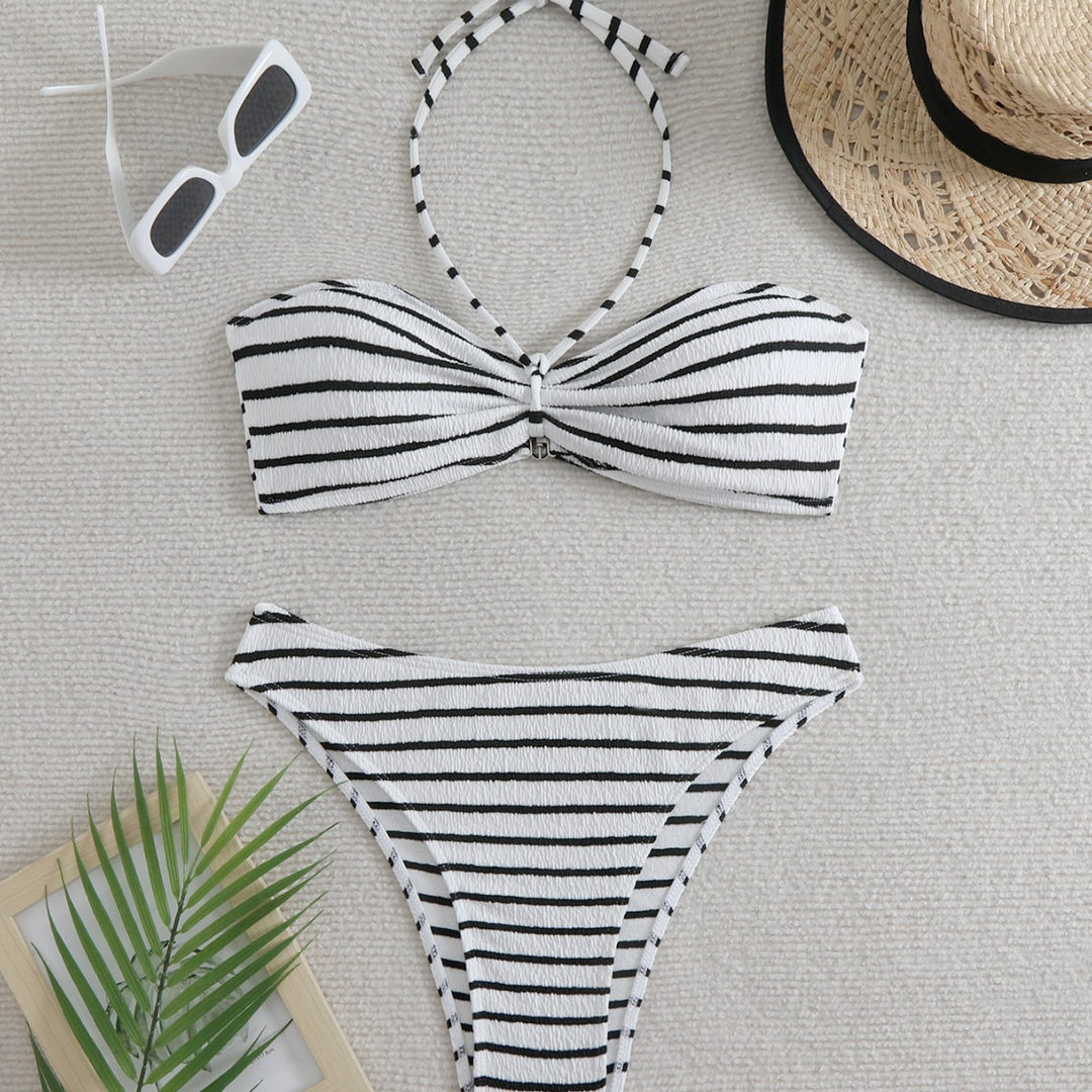 Damen Bandeau-Bikini mit schickem Streifen-Design Drune