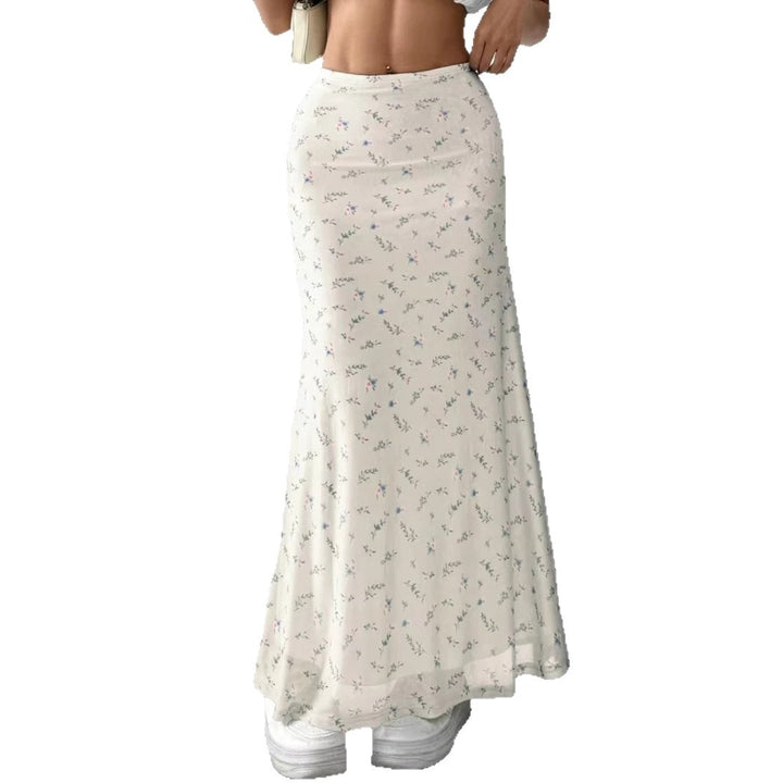 Damen Langrock mit floralen Motiven und fließendem Schnitt Drune