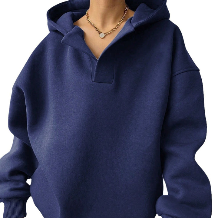 Damen Oversized Hoodie mit modernem Kragen und lässiger Passform Drune