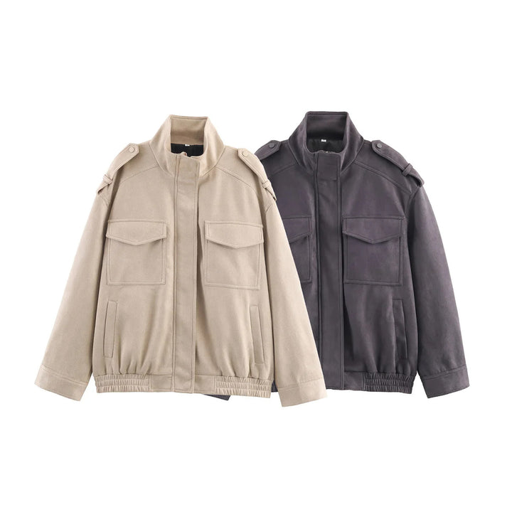 Herren nan utility‑Fieldjacke mit Schulterklappen, aufgesetzten Pattentaschen, verdeckter Reißverschluss und elastischem Saum Drune