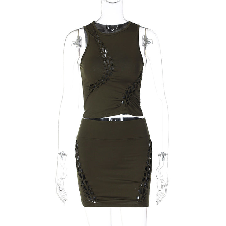 Damen Sportliches Crop-Top und Rock Set Drune