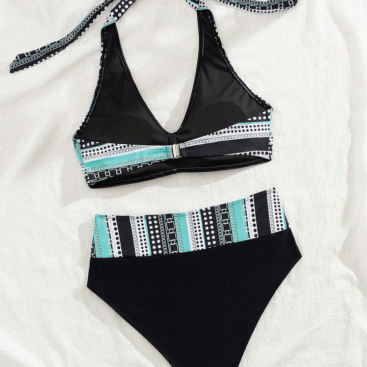 Damen Hochtailliertes Bikini-Set mit modischem Wickel-Oberteil Drune