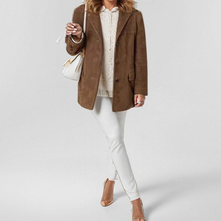 Damen elegante Wildlederjacke mit lässiger Passform Drune