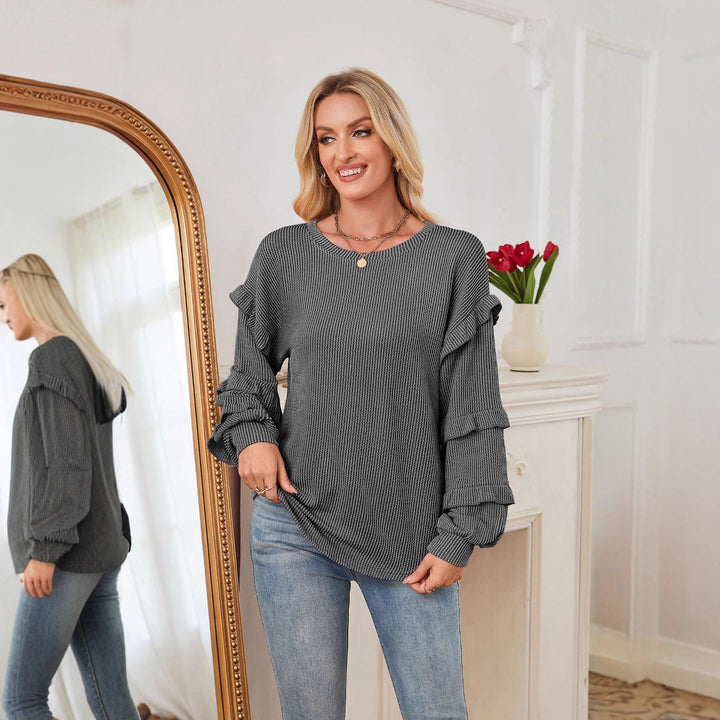 Damen lässiges Oberteil mit Rüschendetails und strukturiertem Design Drune