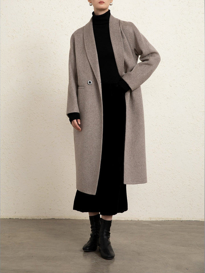 Damen Klassischer Oversized Wollmix Mantel Drune