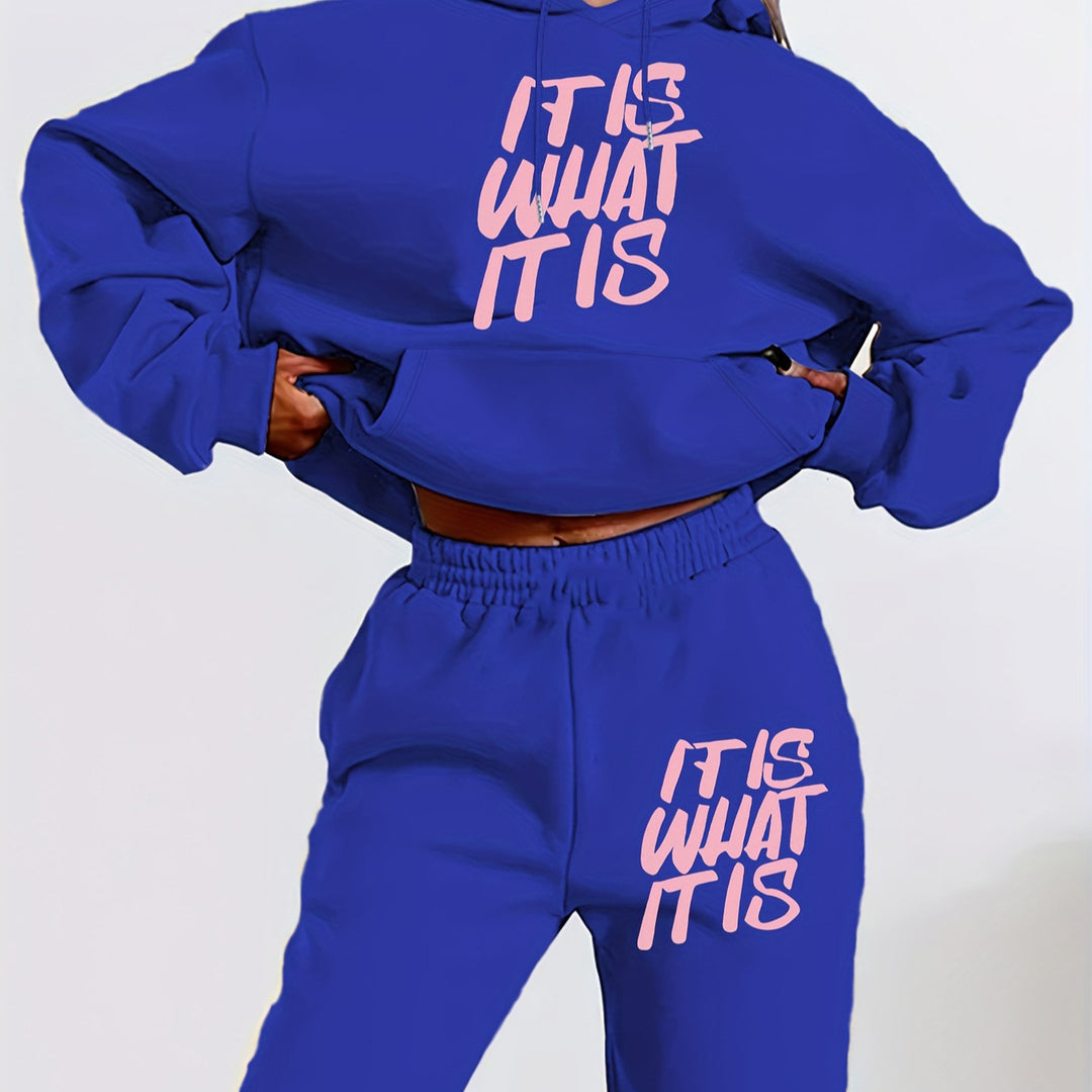 Damen Jogginganzug mit stylischem Statement-Print und lässigem Schnitt Drune