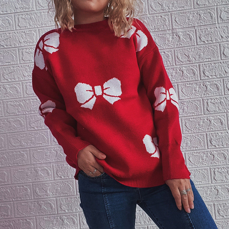 Damen Festlicher Pullover mit fröhlichem Glockenmotiv und lässigem Schnitt Drune