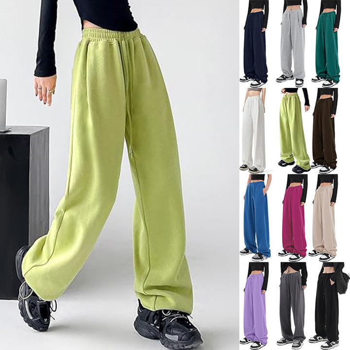 Damen nan locker fallende Sweatpants mit extra weitem Bein, hohem Bund und Kordelzug Drune