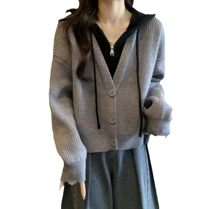 Damen modische Wickeljacke mit Kapuze Drune
