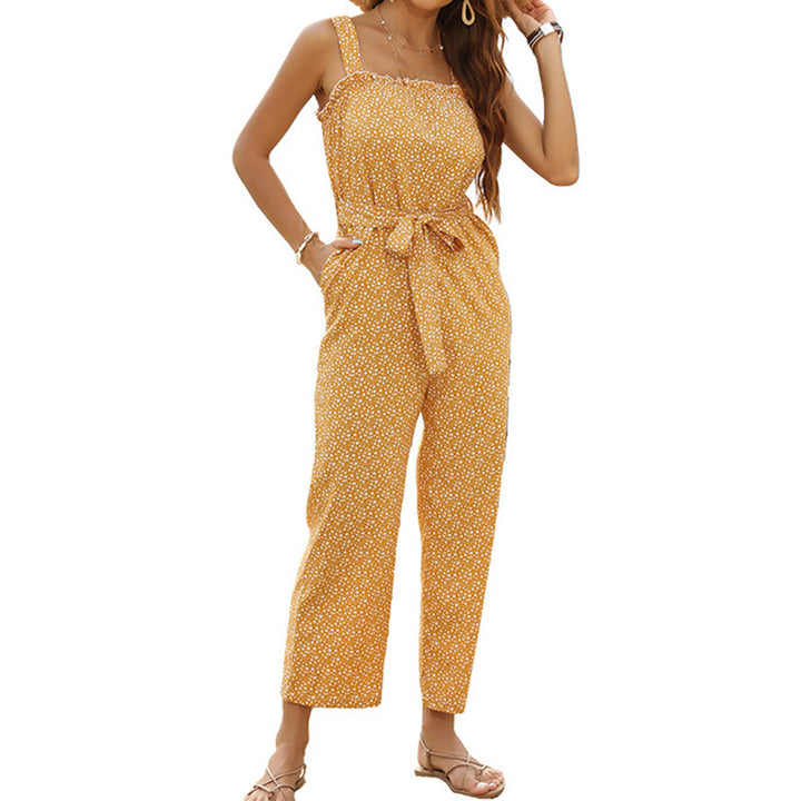 Damen lässiger Jumpsuit mit verstellbaren Trägern und Taillenzug Drune