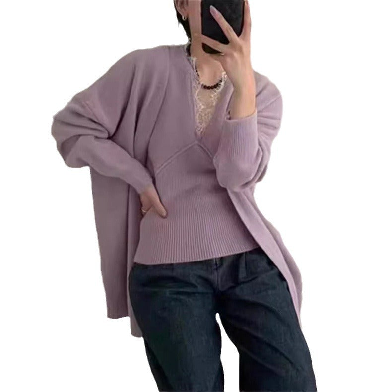 Damen lässige Strickjacke mit weitem Schnitt und komfortablem Material Drune