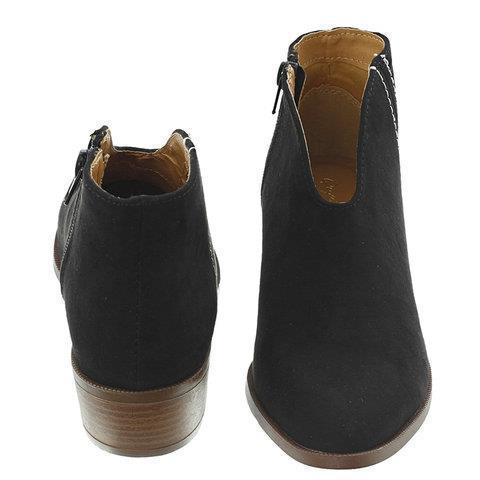 Damen Kurzschaft‑Stiefelette mit V‑Cut spitzer Vorderkappe und seitlichem Reißverschluss Drune