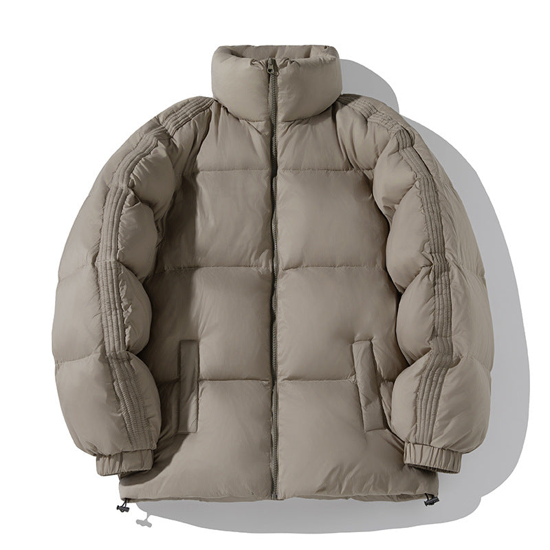 Unisex Oversize-Pufferjacke mit hohem Stehkragen, seitlichen Armreißverschlüssen und Kordelzug Drune