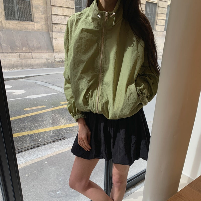 Damen leichte Windjacke mit voluminösen Ärmeln Drune